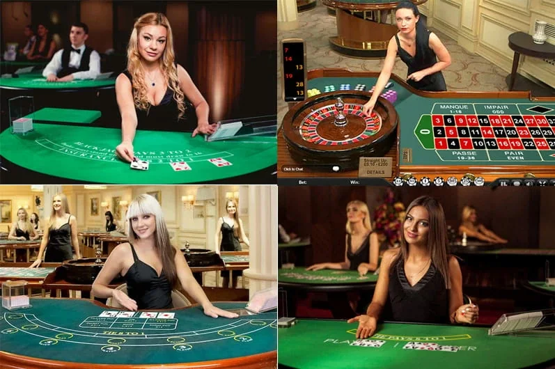 Meja permainan kasino live dengan tampilan dealer